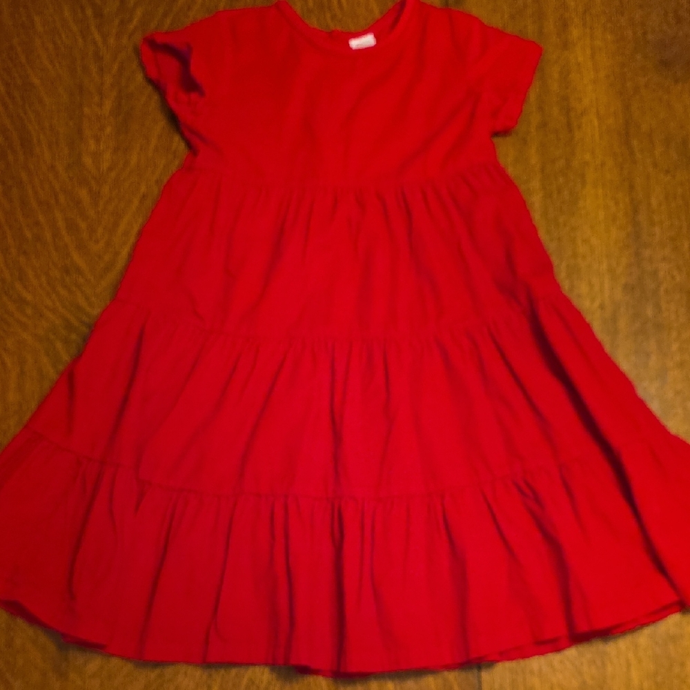 Hanna Andersson Vibrant Red Tiered Kids Corduroy Dress, Size 10